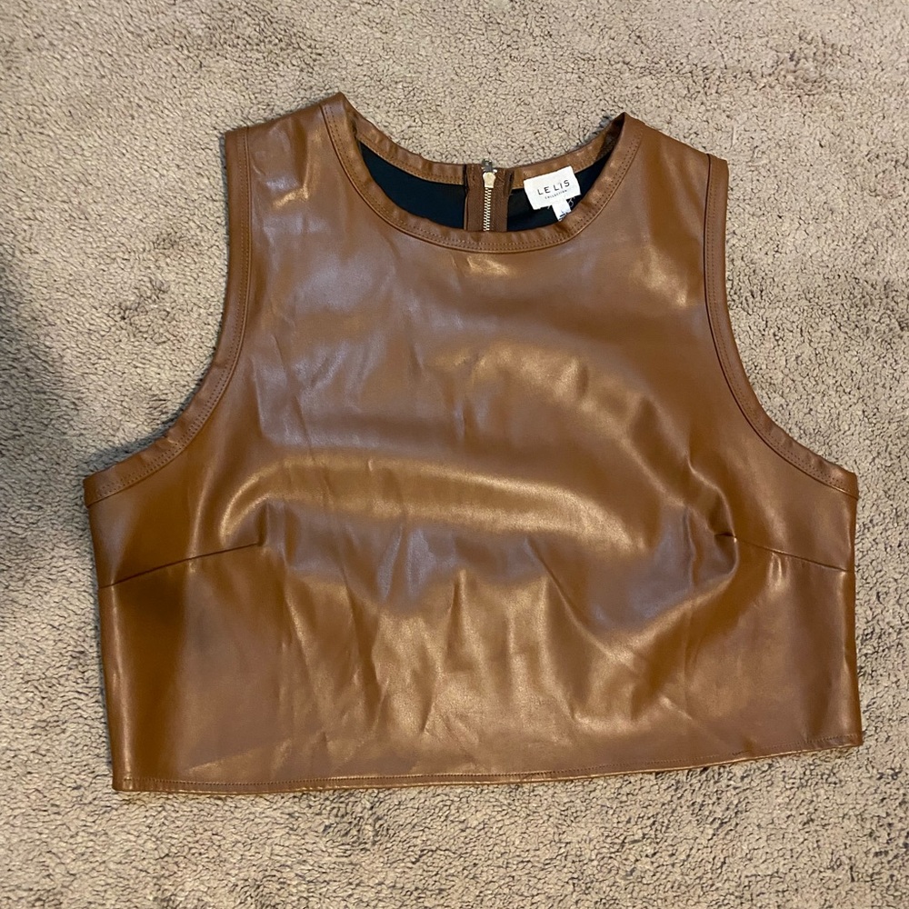 Faux leather crop top